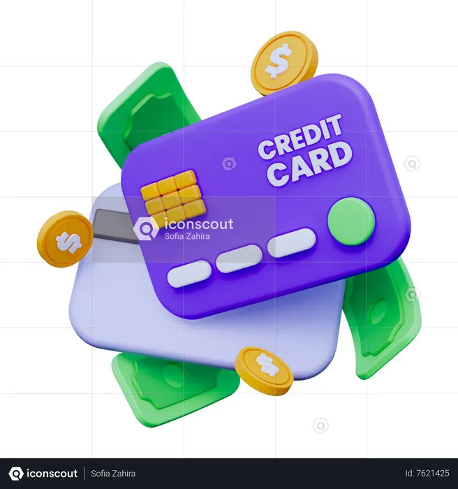Credit Card with Money  3D Icon