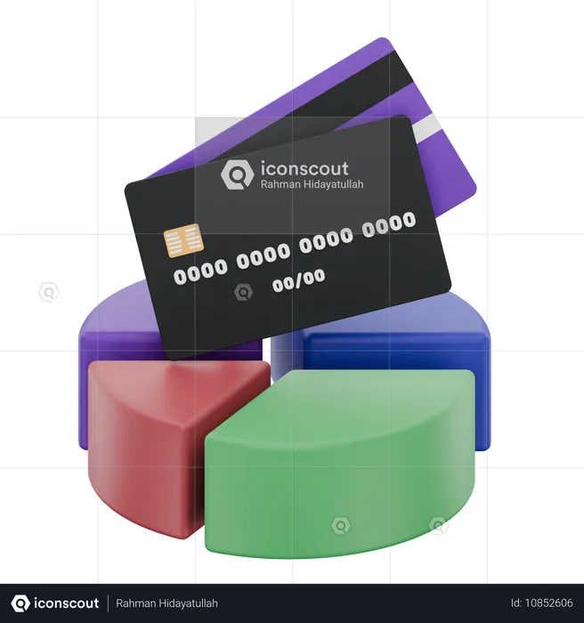 Credit Cards And Pie Chart  3D Icon