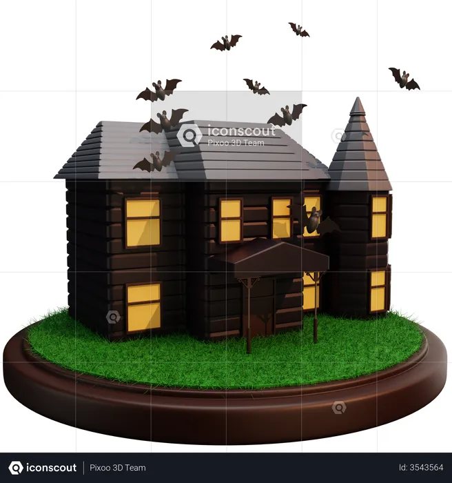 Creepy House  3D Illustration