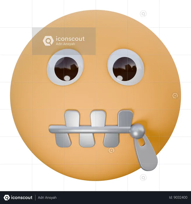 Cremallera boca cara Emoji 3D Icon