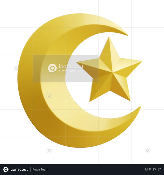 Crescent And Star  3D Icon