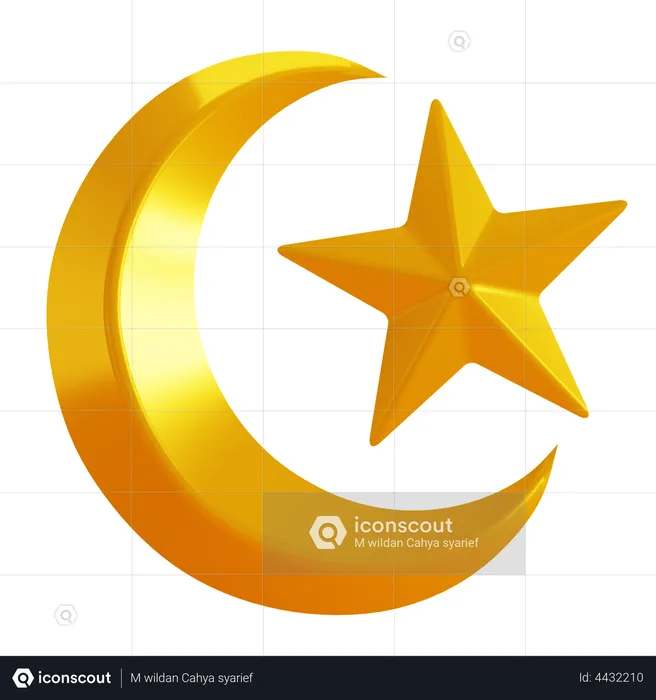 Crescent And Star  3D Icon