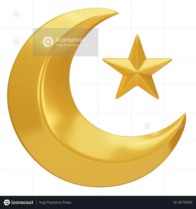 Crescent And Star  3D Icon