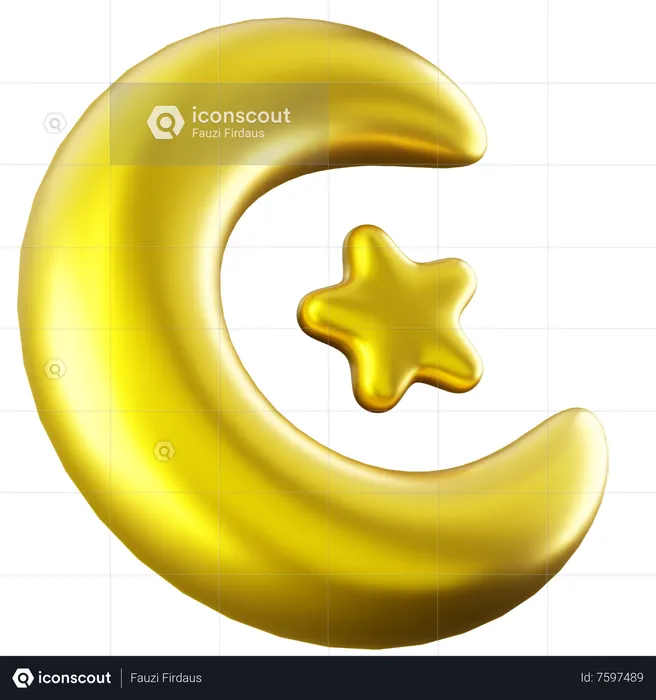 Crescent and Star  3D Icon