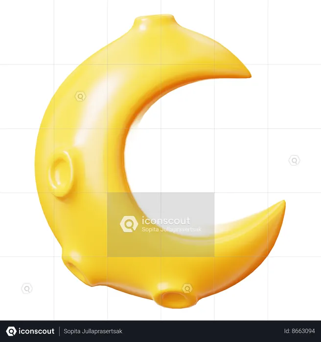 Crescent Moon  3D Icon