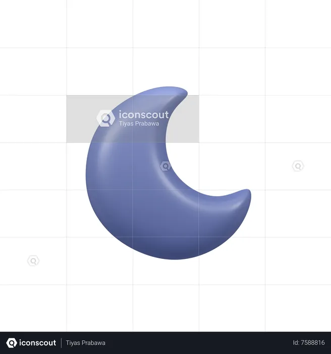 Crescent Moon  3D Icon