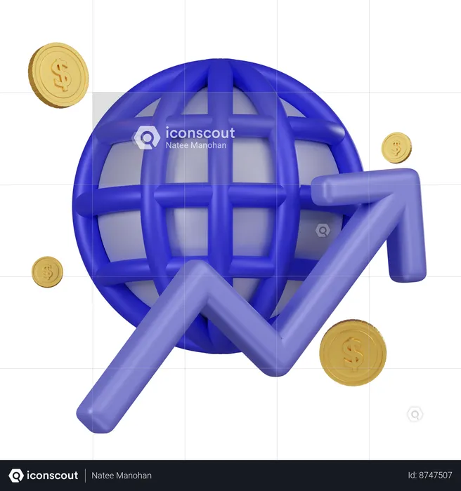 Crescimento da economia global  3D Icon