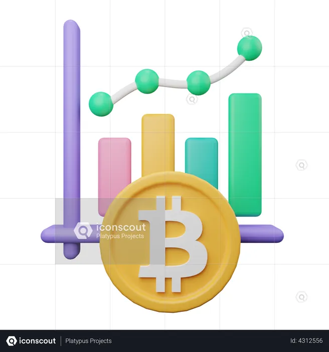 Crescimento do bitcoin  3D Illustration