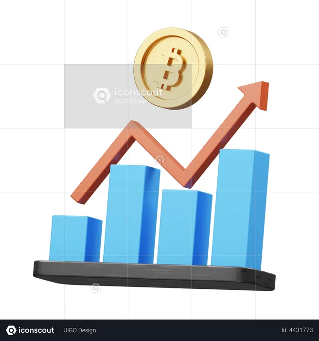 Crescimento do bitcoin  3D Illustration