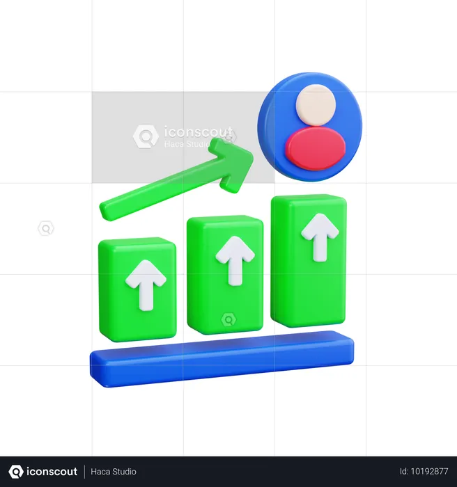 Crescimento dos funcionários  3D Icon