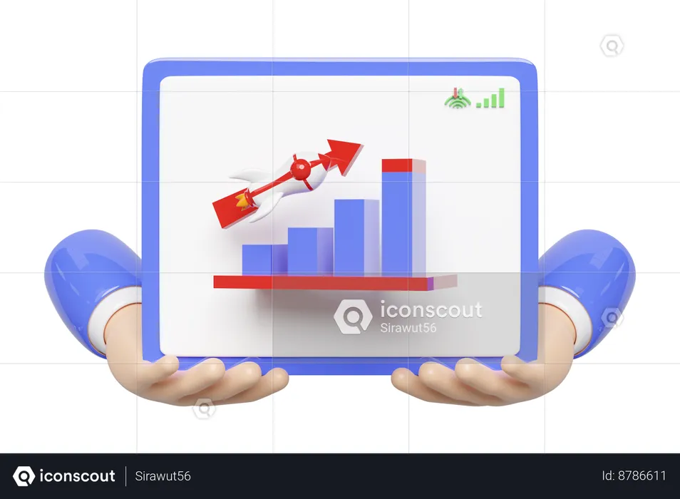 Crescimento de startups on-line  3D Icon