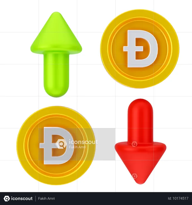 Crescimento do dogecoin  3D Icon