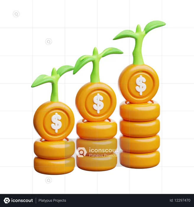 Crescimento do investimento  3D Icon