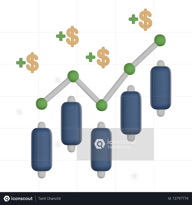 Crescimento do investimento  3D Icon