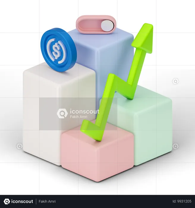 Crescimento do dólar  3D Icon