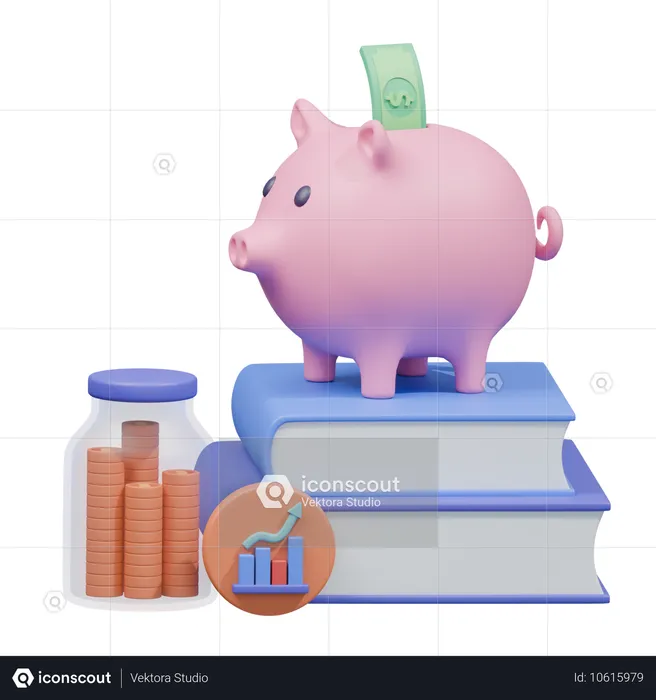 Crescimento financeiro cofrinho educação  3D Icon