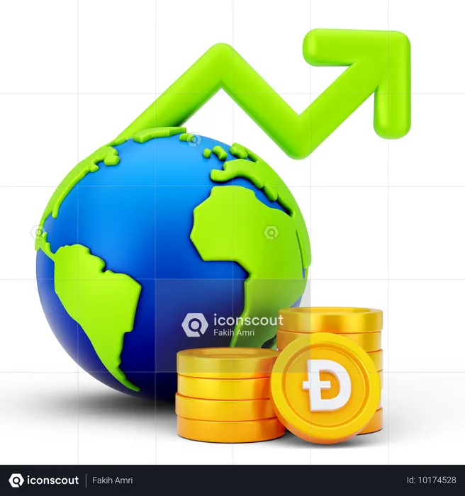 Crescimento global do dogecoin  3D Icon