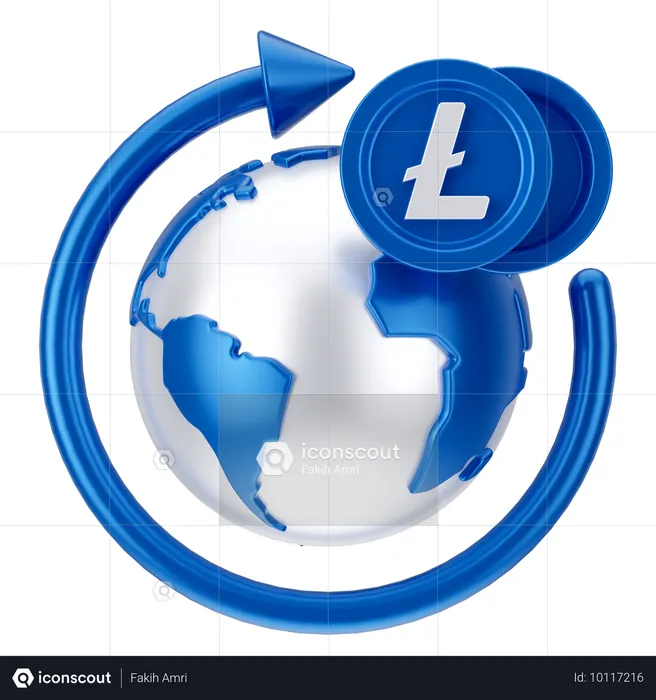 Crescimento global do litecoin  3D Icon