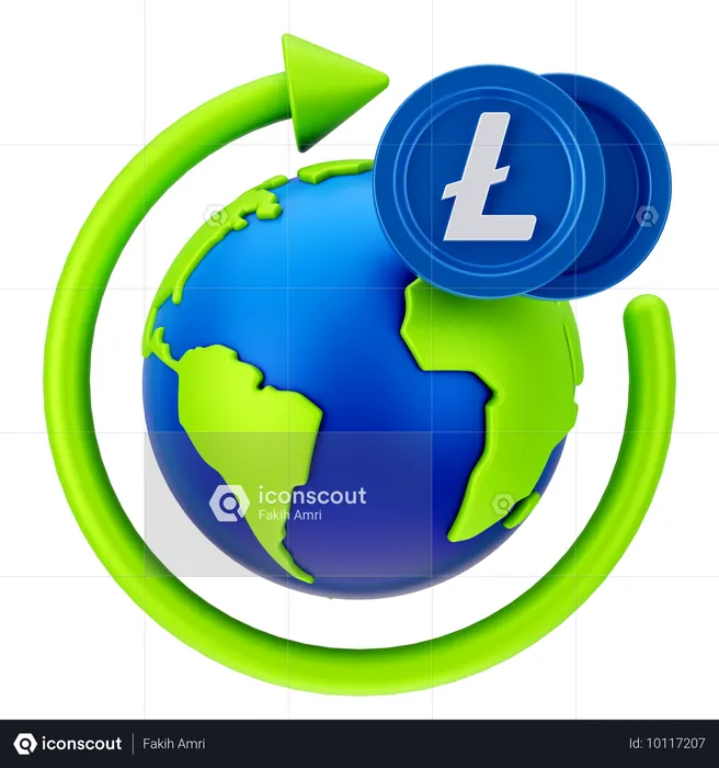 Crescimento global do litecoin  3D Icon