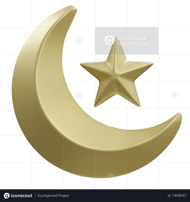 Cresent And Star  3D Icon