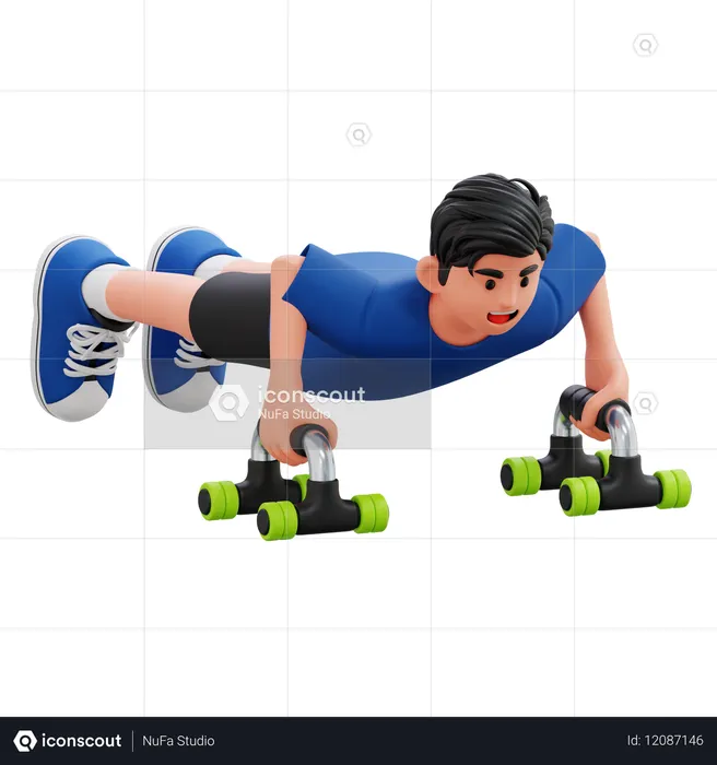 Criança fazendo flexões com halteres  3D Icon