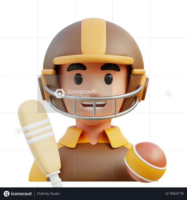 Cricket Player  3D Icon