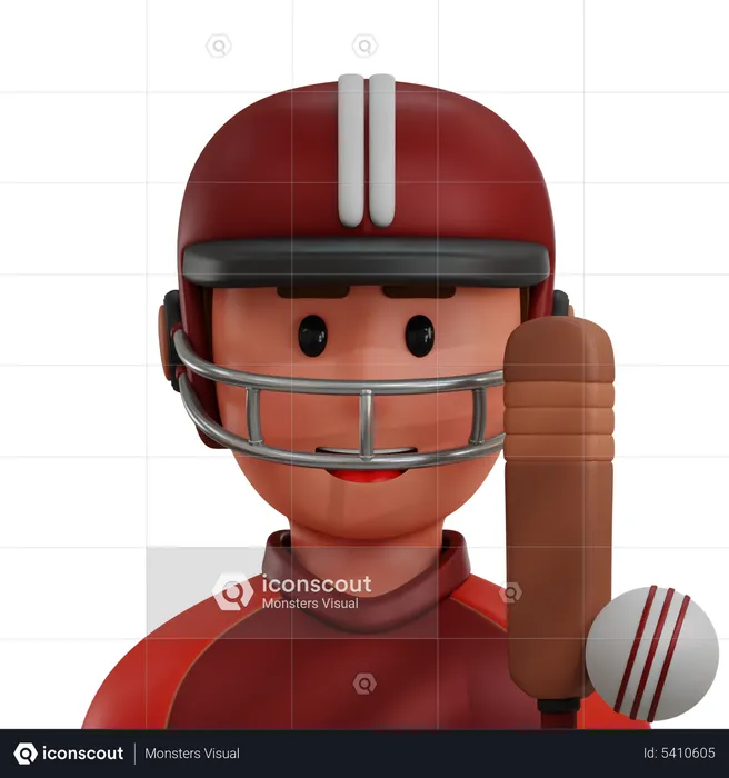 Cricket Player  3D Icon
