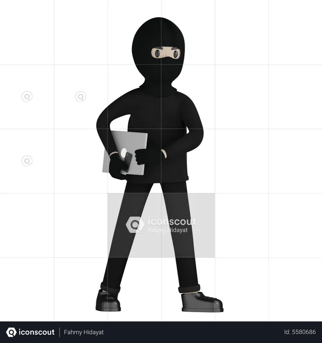 Criminal With Robbery  3D Illustration