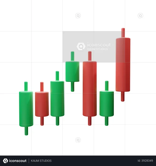 Velas de gráficos criptográficos  3D Illustration