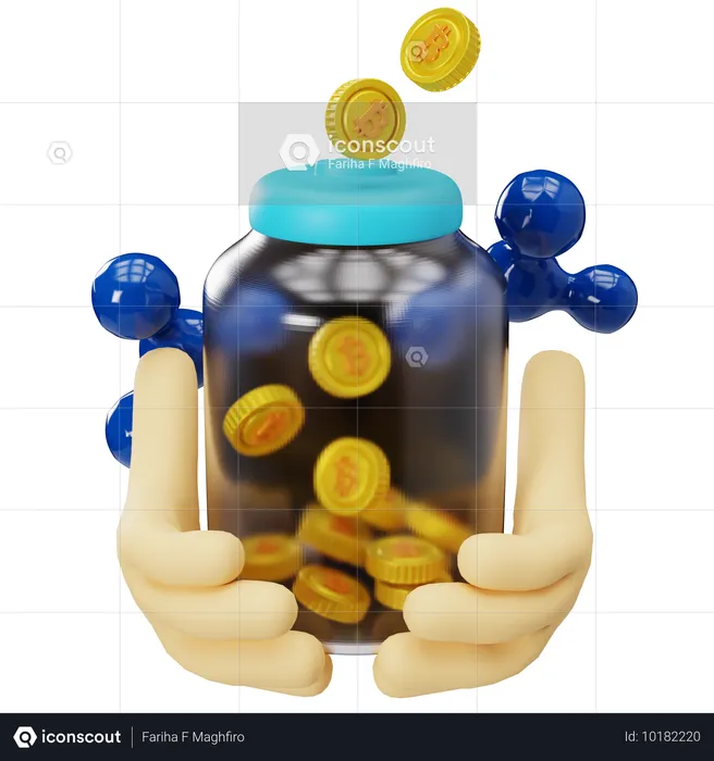 Poupança em Criptomoedas no Digital Jar  3D Illustration