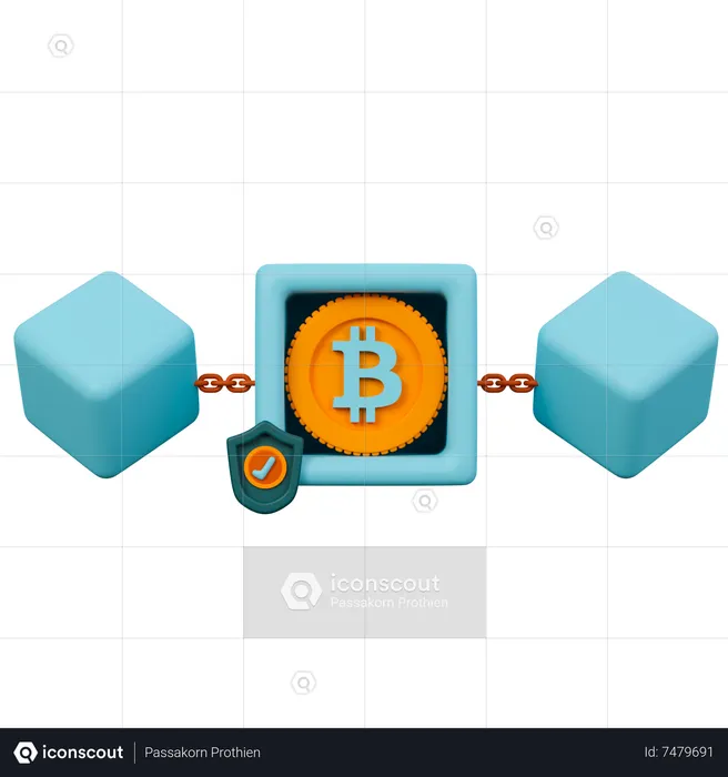 Cadena de bloques de criptomonedas  3D Icon