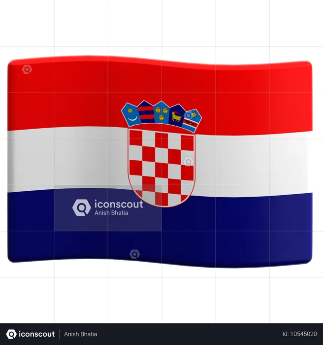 Croacia Flag 3D Icon