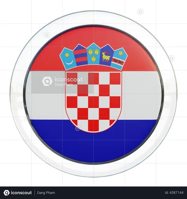 Croatia Flag Glass Flag 3D Illustration