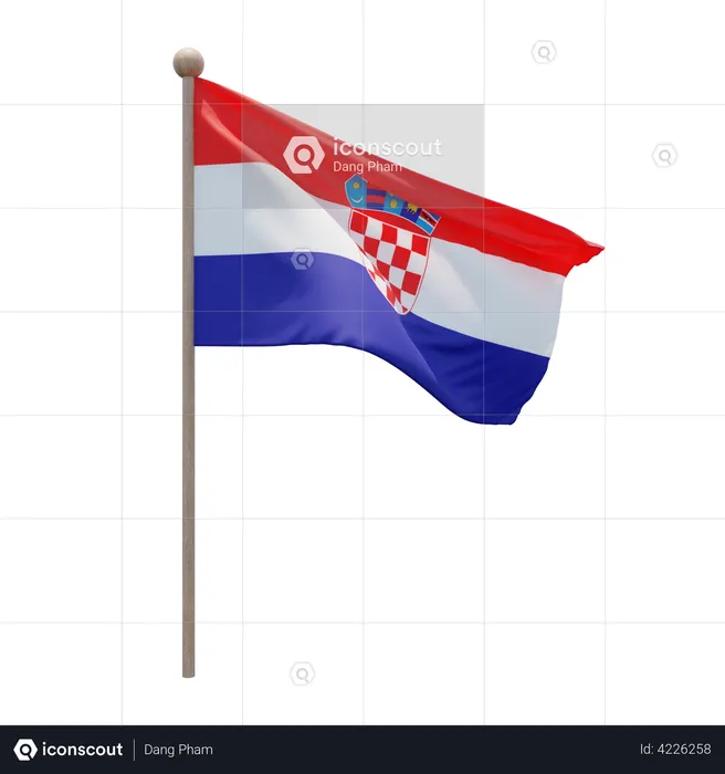 Croatia Flag Pole  3D Flag