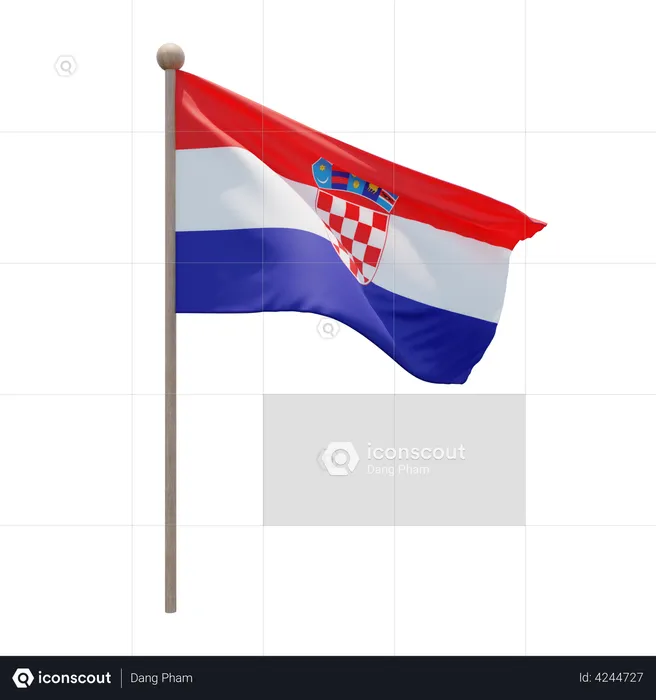 Croatia Flagpole Flag 3D Illustration