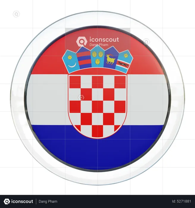 Croatia Round Flag Flag 3D Icon