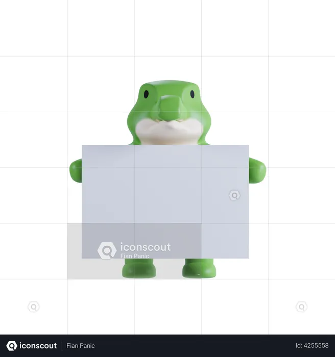Crocodile Holding Placard  3D Illustration