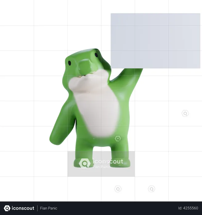 Crocodile Holding White Paper  3D Illustration