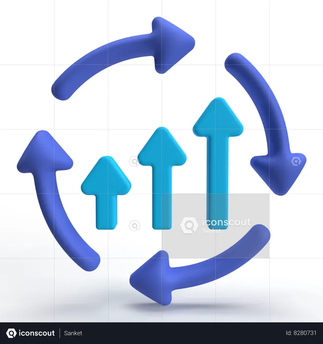 Croissance continue  3D Icon