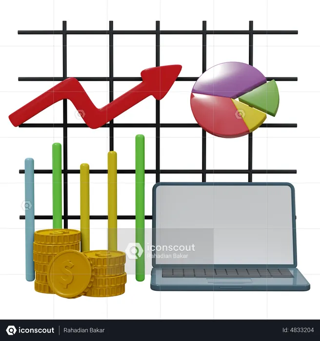 Croissance des investissements financiers  3D Icon