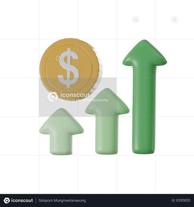 Croissance du dollar  3D Icon