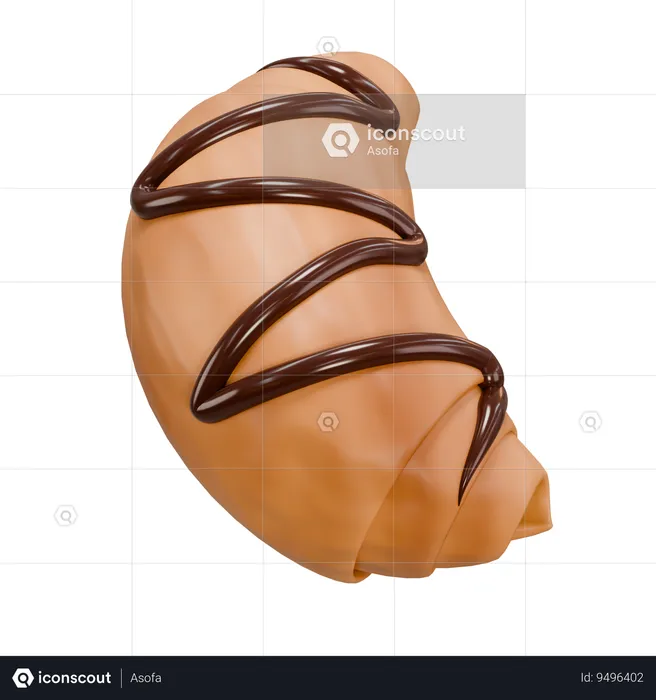 Croissant com Chocolate  3D Icon