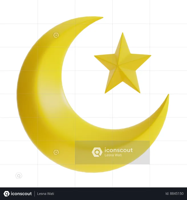 Croissant de lune et étoile  3D Icon