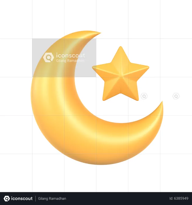 Croissant de lune et étoile  3D Icon