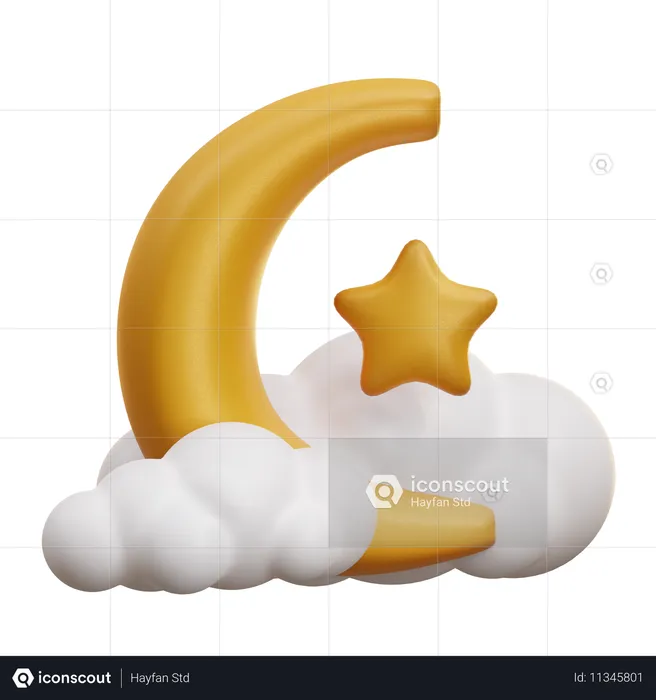 Étoile croissant de lune  3D Icon