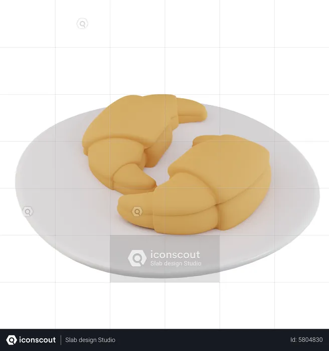 Croissant Plate  3D Icon