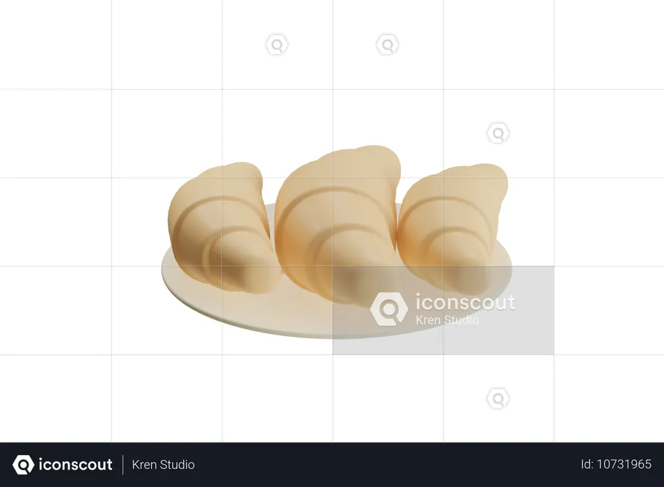 Croissants cuits au four  3D Icon