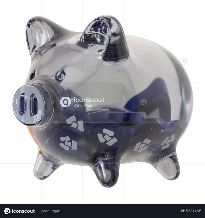 Cronos (CRO) Clear Glass Piggy Bank  3D Icon