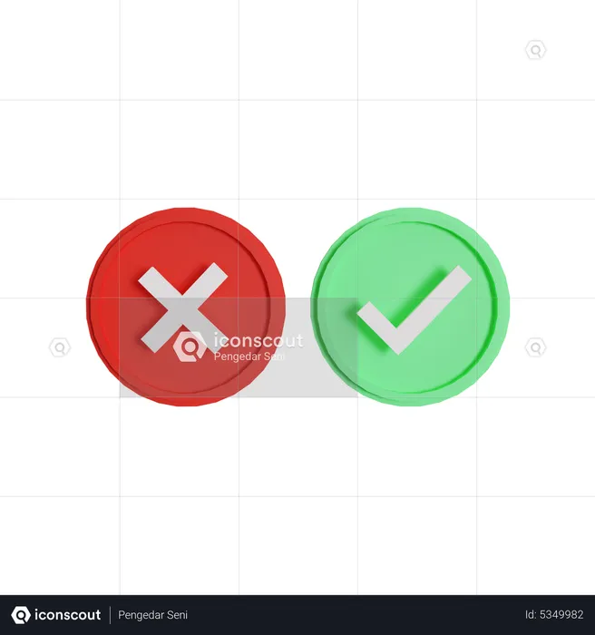 Cross And Check Mark  3D Icon