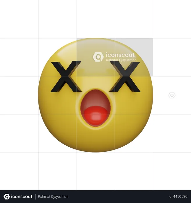 Cross Eye Emoji 3D Illustration